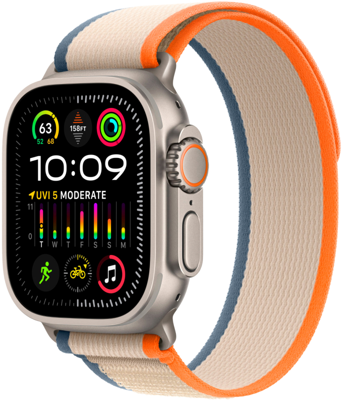 Apple Watch Ultra 2 GPS + Cellular, 49 мм, корпус из титана, ремешок Trail оранжевого цвета - S/M-M/L